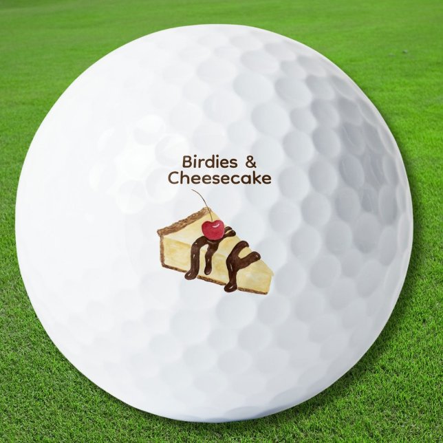 Balles De Golf Birdies & Gâteau au fromage avec Cerise  (Perfect gift for golfers with a sweet tooth, combining love of the game with a playful cheesecake!)