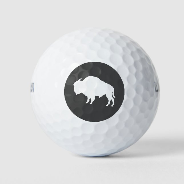 Balles De Golf Bison blanc Silhouette animal sauvage (Devant)