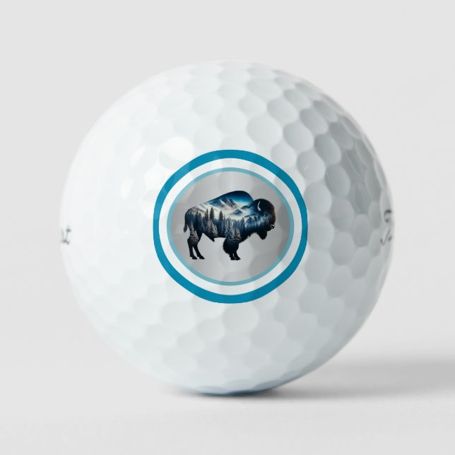 Balles de golf Bison Majestueux Colorées (Recto)
