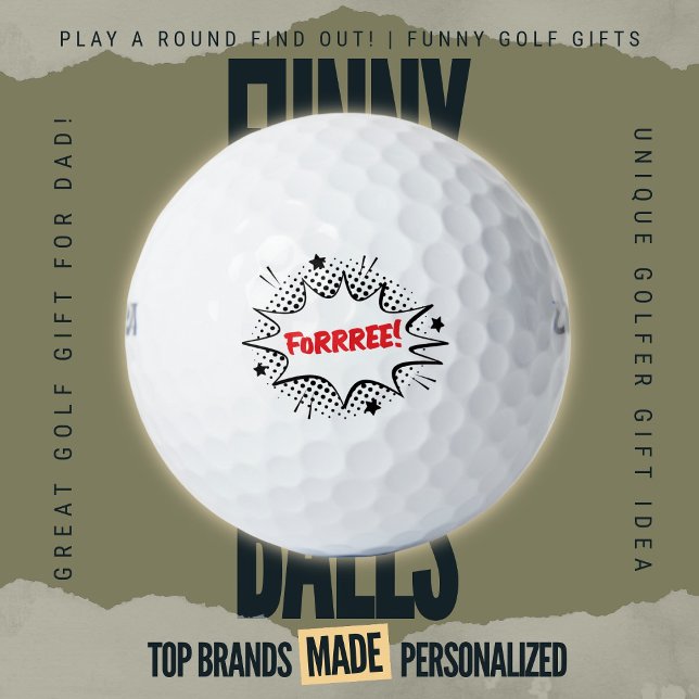 Balles De Golf Blague de golf comique pop art propre pour trois (Custom Printed Brand Name Golf Balls By PlayARoundFindOut - Zazzle's premiere golf gift shop)