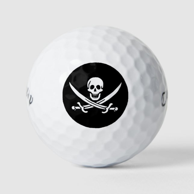 Balles De Golf Blanc, Drapeau Pirate Calico Jack, Crâne & Cutlass (Devant)