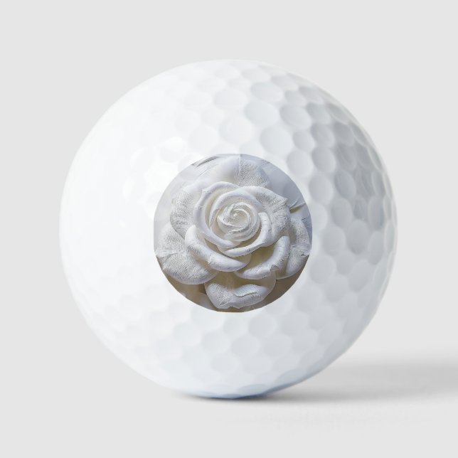 Balles De Golf Blanc sur Blanc - Rose Sculptée (Recto)