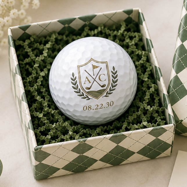 Balles De Golf Blason de golf de mariage à monogramme élégant (Créateur téléchargé)