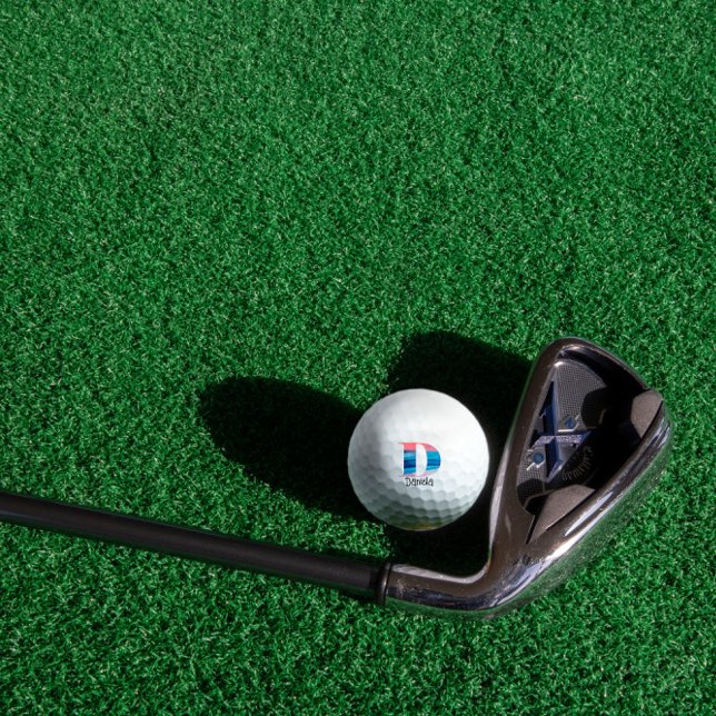 Balles De Golf Bleu corail mignon initiale D monogrammée (Créateur téléchargé)