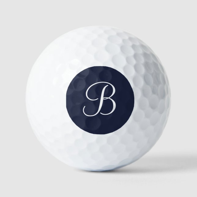 Balles De Golf Bleu Marine Nom et Monogramme Personnalisés (Recto)