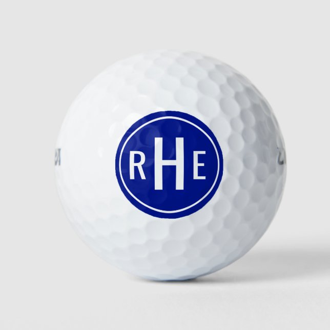 Balles de golf bleu monogramme moderne (Devant)