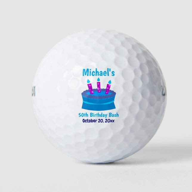 Balles De Golf Blue Cake 50e fête d'anniversaire Favor (Devant)