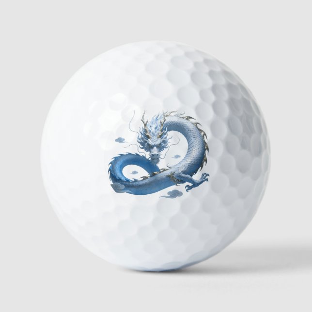 Balles De Golf Blue Dragon Art | Mythical Fantasy Aesthetic | Ori (Recto)