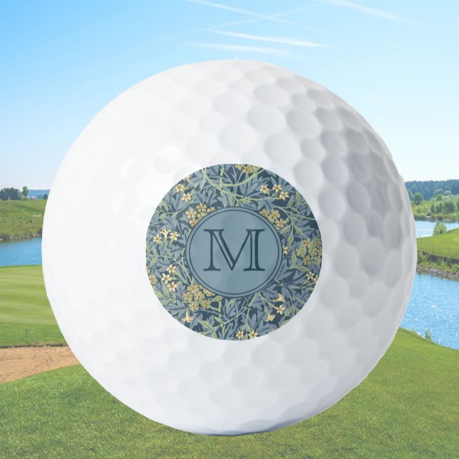 Balles De Golf Blue Floral William Morris Custom Initial Ladies (Créateur téléchargé)