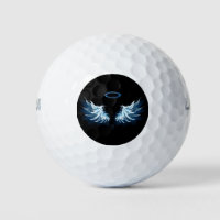 Blue Glowing Angel Wings on black background