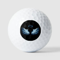 Blue Glowing Angel Wings on black background