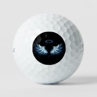 Blue Glowing Angel Wings on black background
