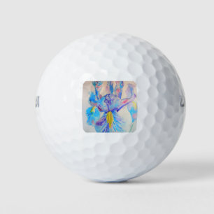 Balles De Golf Blue Iris Art floral Aquarelle Design
