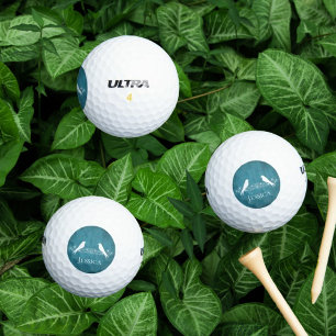 Balles De Golf Blue Lovebirds Floral Vine Golf Balls