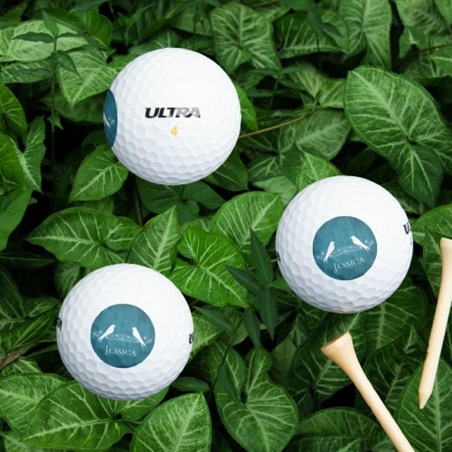 Balles De Golf Blue Lovebirds Floral Vine Golf Balls (Blue Lovebirds Floral Vine Golf Balls)