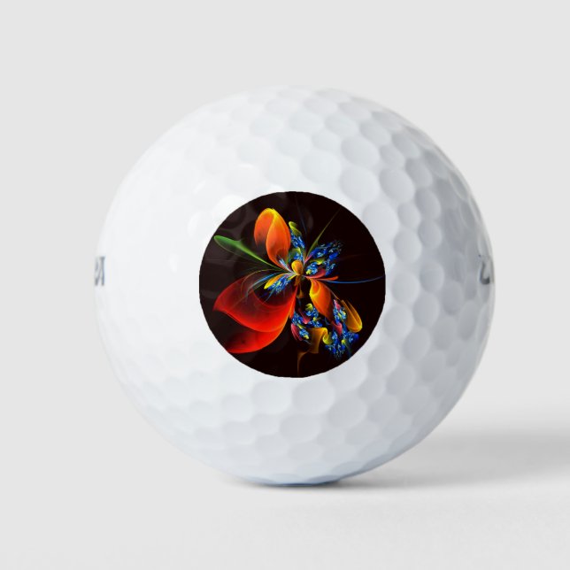 Balles De Golf Blue Orange Floral Moderne Art Abstrait Motif #03 (Devant)