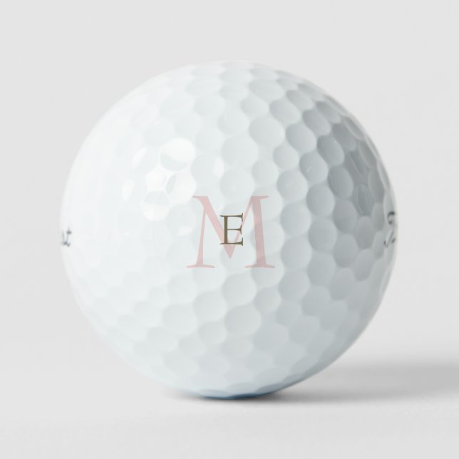 Balles de golf Blush & Gold Monogram Woman Titleis (Recto)