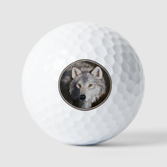 Balles De Golf Bois gris Wolf Face Balls de golf (Recto)