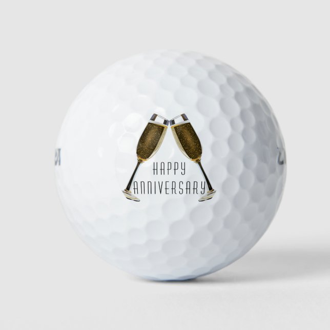 Balles De Golf Bon Anniversaire Toast Champagne (Devant)