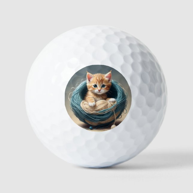 Balles De Golf "Bouddles douillets : La retraite laineuse du chat (Recto)
