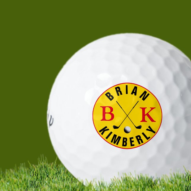 Balles De Golf Boule cool avec son nom et ses initiales monogramm (Créateur téléchargé)
