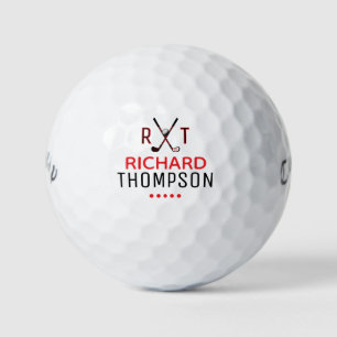 Balles De Golf Boule de golf de Monogramme rouge et noir avec son