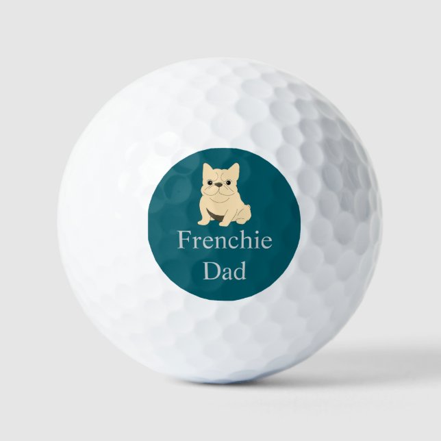Balles De Golf Bouledogue Français Crème, Papa Frenchie (Recto)
