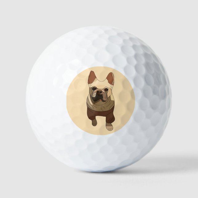 Balles De Golf Bouledogue Français, pêche douce (Recto)