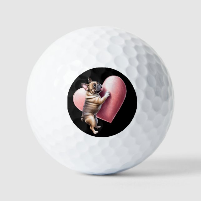 Balles De Golf Bouledogue français Saint-Valentin Bouledogue Fran (Recto)