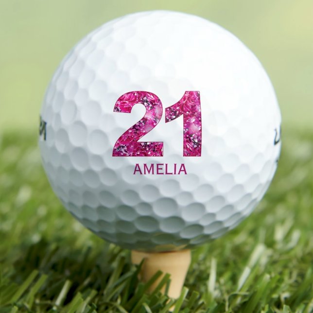 Balles De Golf Boules de golf 21 ans modernes 21 initiales roses (Créateur téléchargé)