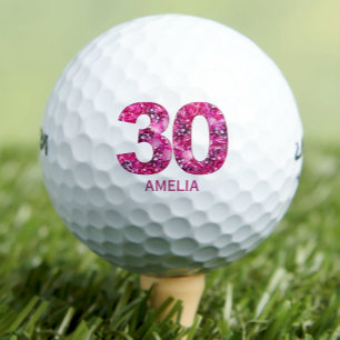 Balles De Golf Boules de golf 30 ans modernes 30 initiales roses