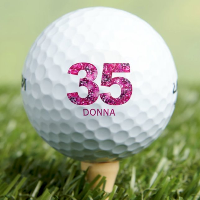 Balles De Golf Boules de golf 35 ans modernes 35 initiales roses (Créateur téléchargé)
