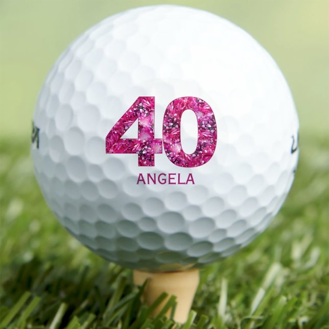 Balles De Golf Boules de golf 40 ans modernes 40 initiales roses (Créateur téléchargé)