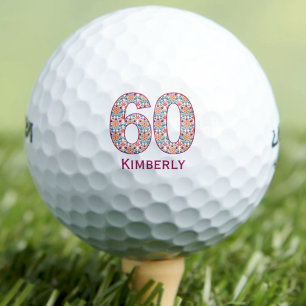 Balles De Golf Boules de golf 60e anniversaire moderne initiales