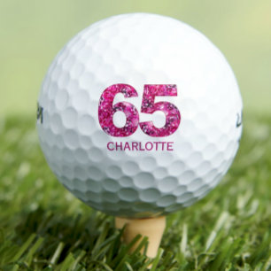 Balles De Golf Boules de golf 65 ans modernes 65 initiales roses