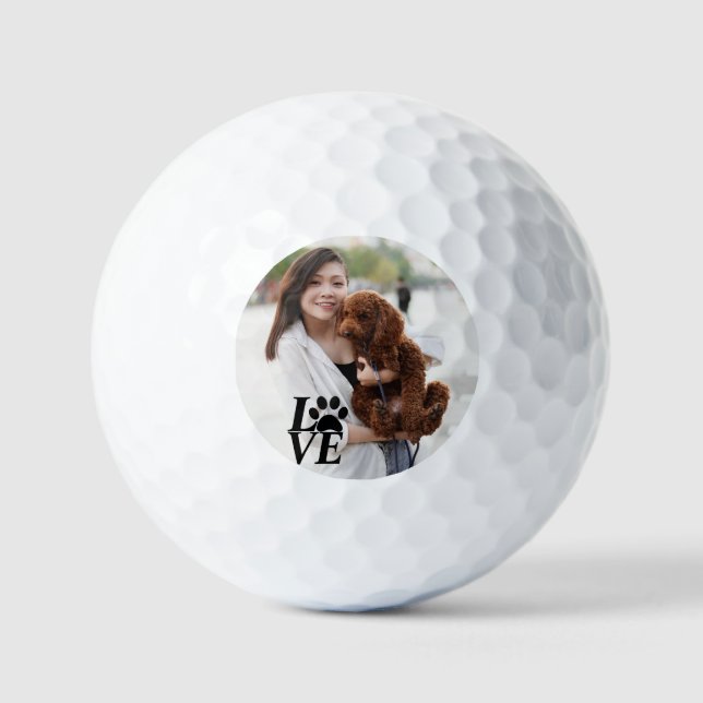 Balles De Golf Boules de golf Empreinte de patte LOVE personnalis (Recto)