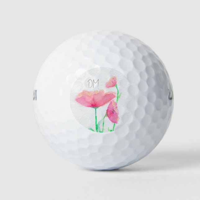 Balles De Golf Boules de golf florales roses personnalisées (Devant)