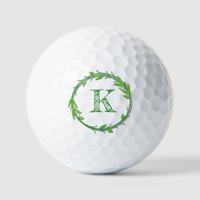 Balles De Golf Boules de golf Monogram vert - Initiales personnal (Recto)