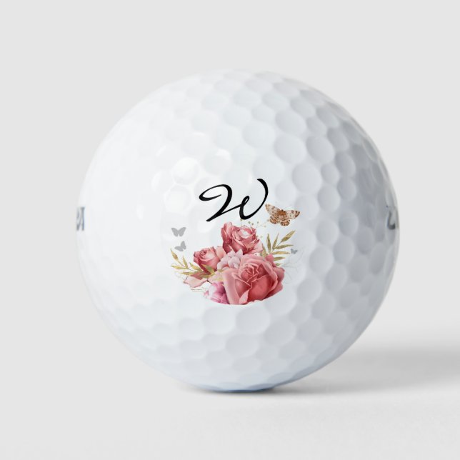 Balles De Golf Boules de golf Monogramme de papillon floral (Devant)