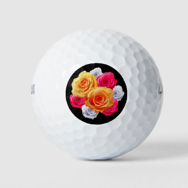 Balles De Golf Boules de golf Motif Rose en fleurs (Devant)