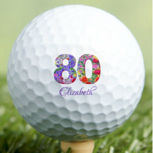 Balles De Golf boules de golf nom florales colorées 80e anniversa