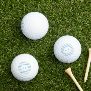 Balles De Golf Boules de golf sur mesure Monogramme bleu rayé