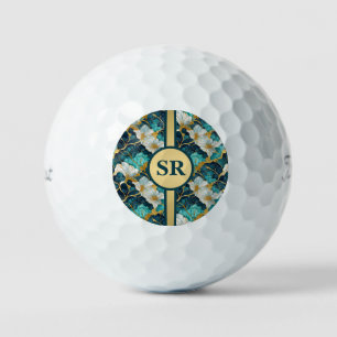 Balles De Golf Boules de golf Turquoise Floral Japonais Personnal