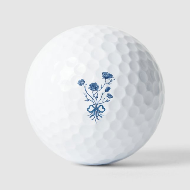Balles De Golf Bouquet Floral Avec Blue Bow Golf Ball (Recto)