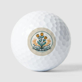 Balles De Golf Bouton Floral orange