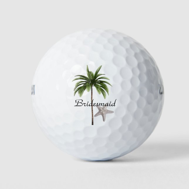 Balles De Golf Bridesmaid Beach Palm Tree Mariage Golf Balls (Devant)