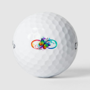 Balles De Golf Bright infinity with rainbow butterfly