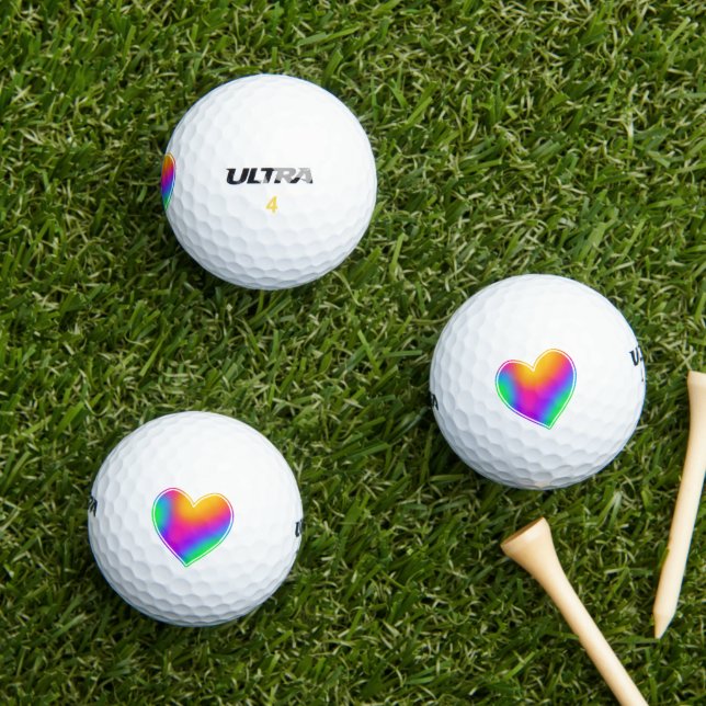 Balles De Golf Bright Rainbow Heart Golf Balls (Herbe in situ)