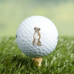 Balles De Golf Brindle et chien blanc de la boîte