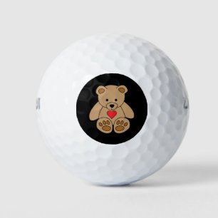 Balles De Golf Brown Teddy Bear Coeur Saint Valentin Je t'aime